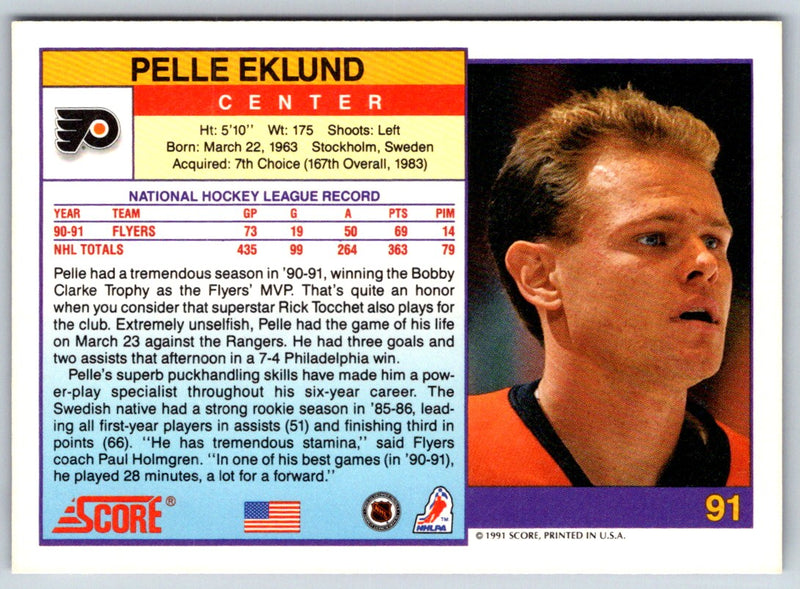 1991 Score Pelle Eklund