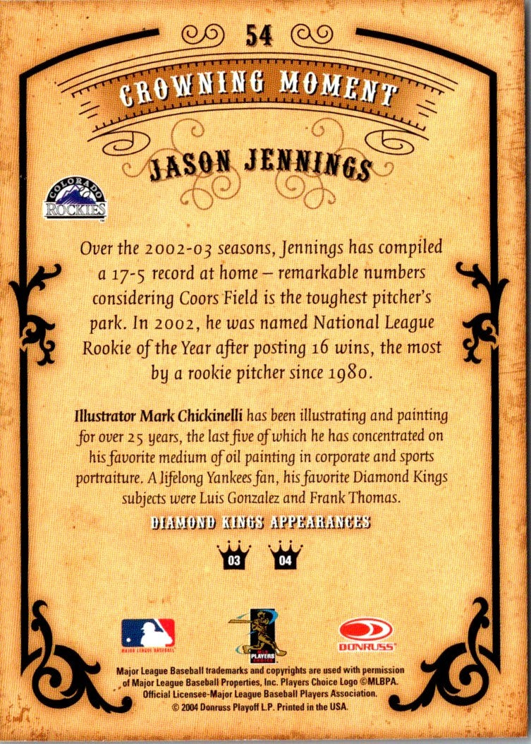 2004 Donruss Diamond Kings Jason Jennings