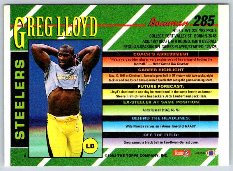 1993 Bowman Football Greg Lloyd