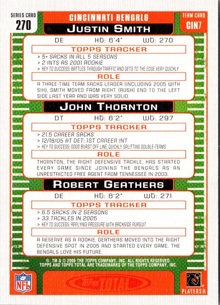 2006 Topps Total Justin Smith/John Thornton/Robert Geathers