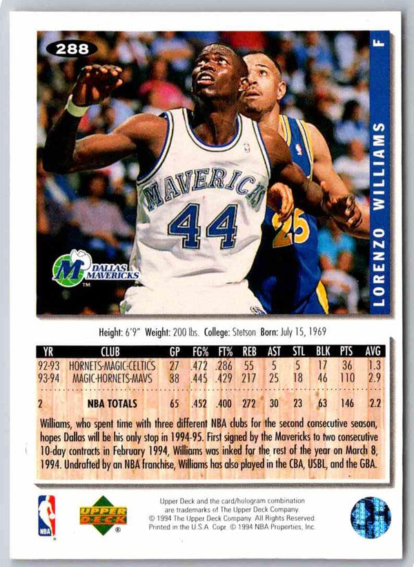 1993 Upper Deck Lorenzo Williams #288