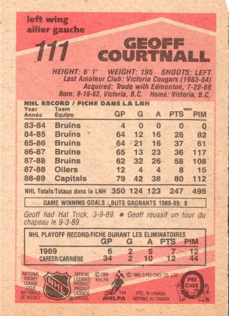 1989 O-Pee-Chee Geoff Courtnall