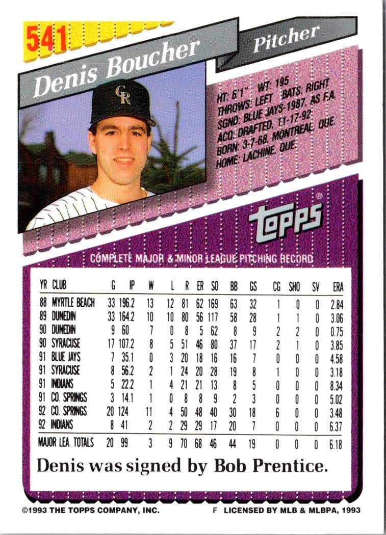 1993 Topps Gold Denis Boucher