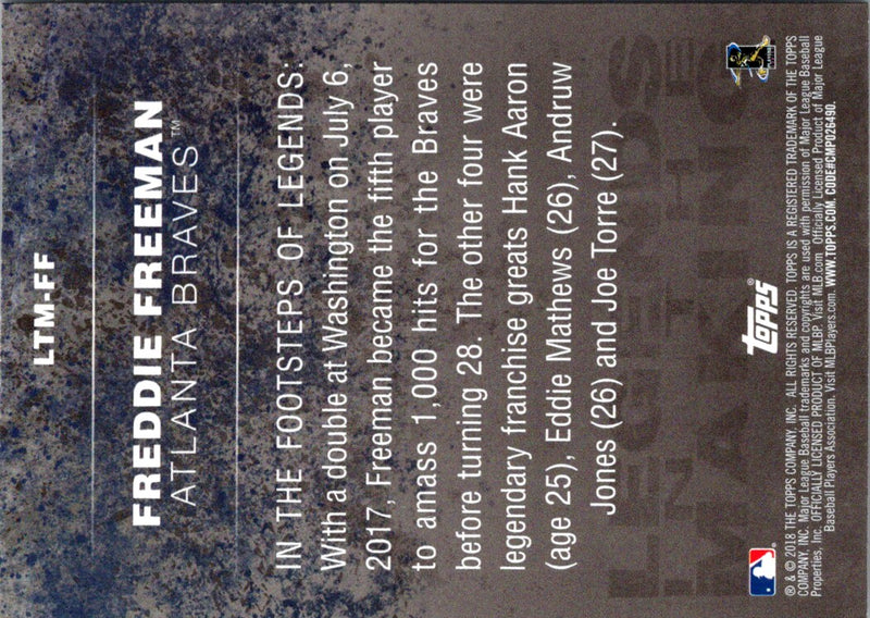 2018 Topps Legends in the Making Freddie Freeman
