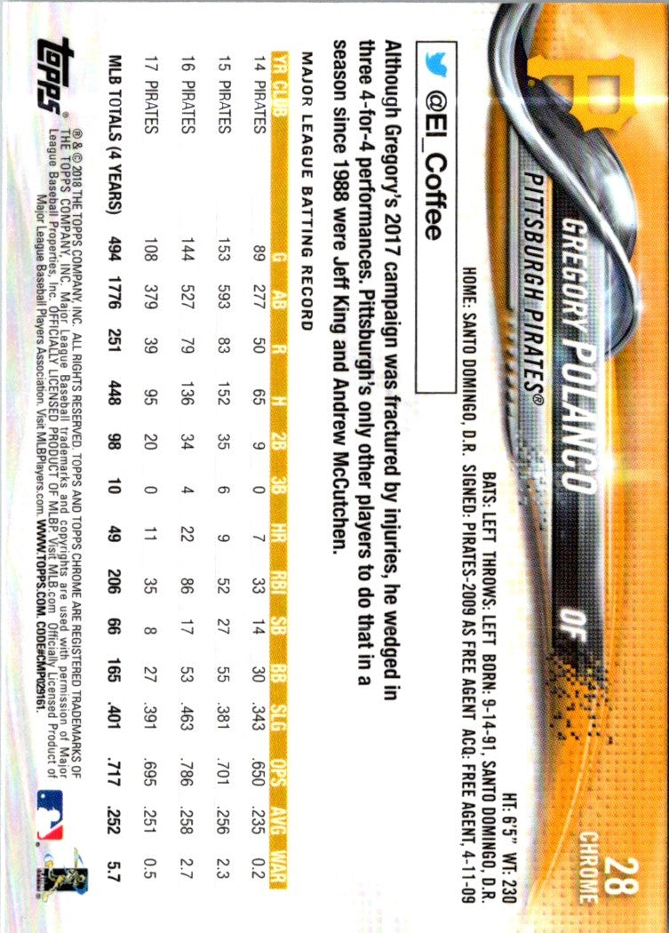2018 Topps Chrome Gregory Polanco