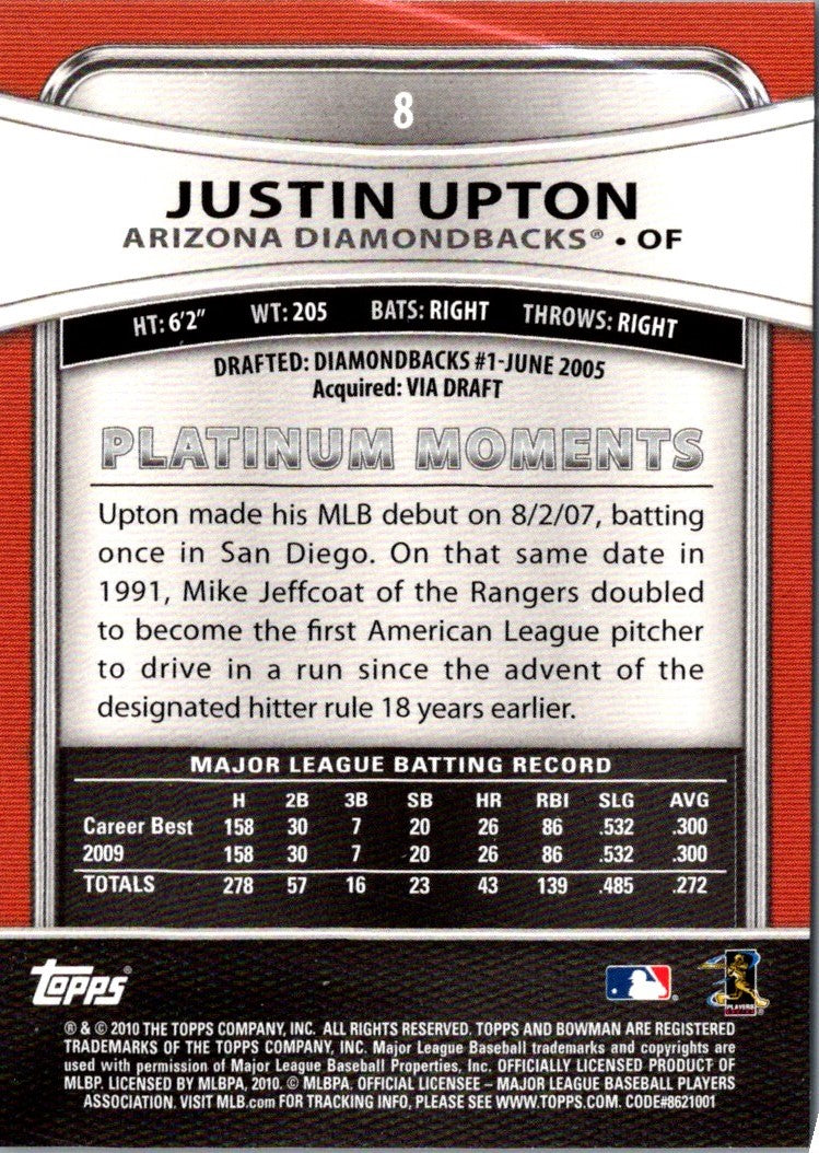 2010 Bowman Platinum Justin Upton