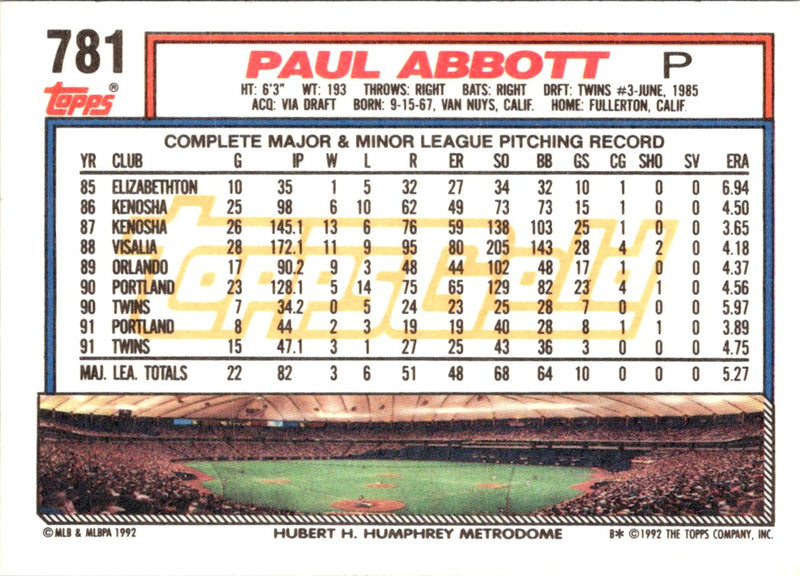 1992 Topps Paul Abbott