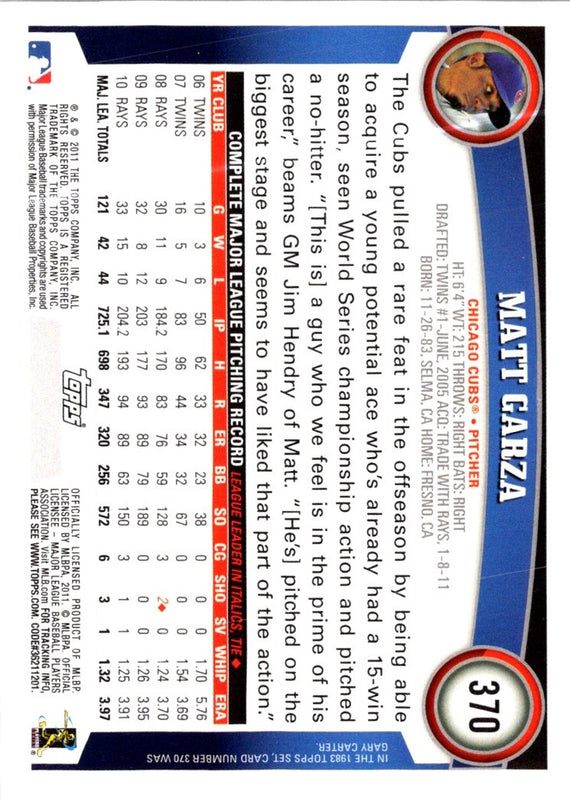 2011 Topps Matt Garza #370