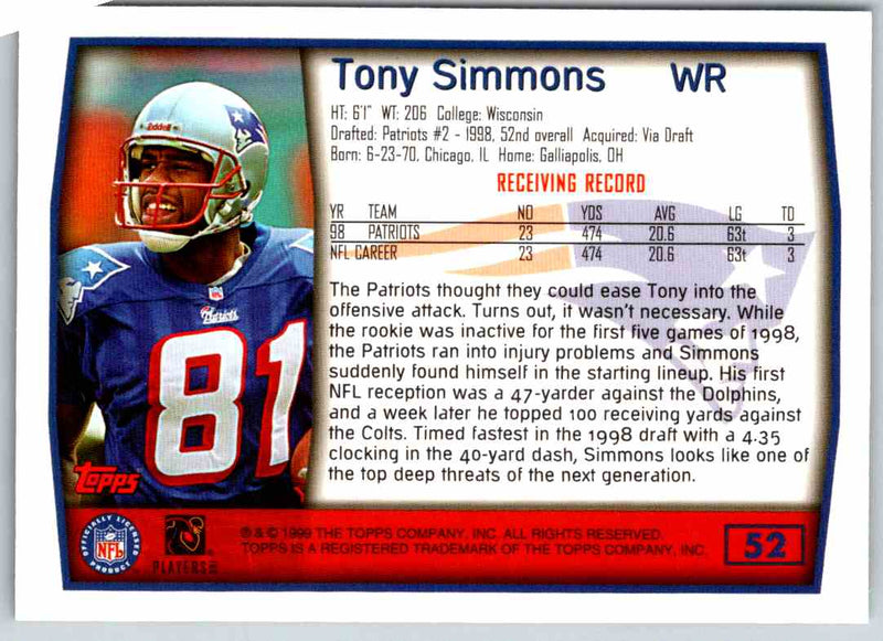 1999 Topps Tony Simmons