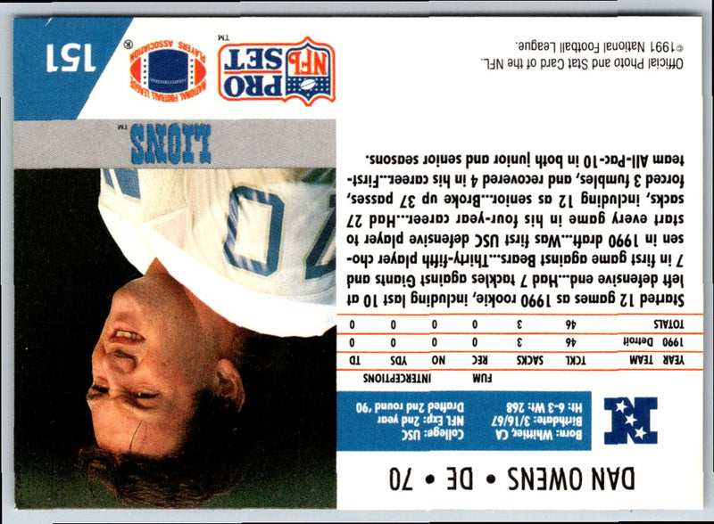 1991 Pro Set Dan Owens