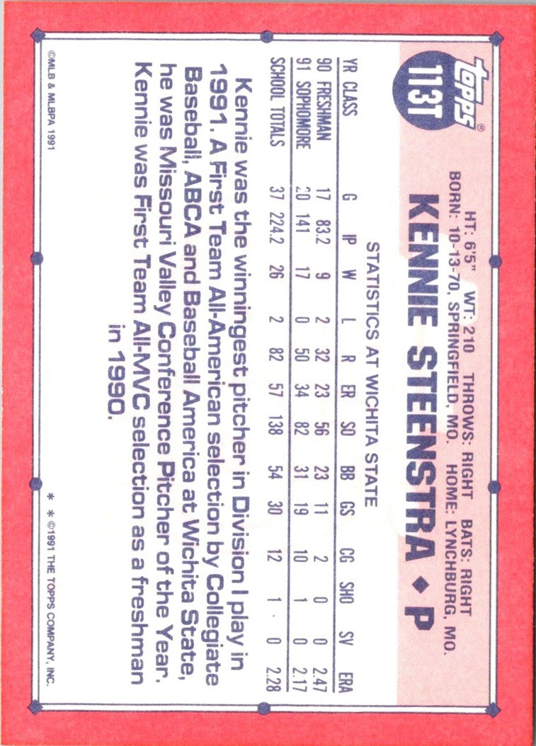 1991 Topps Traded Kennie Steenstra