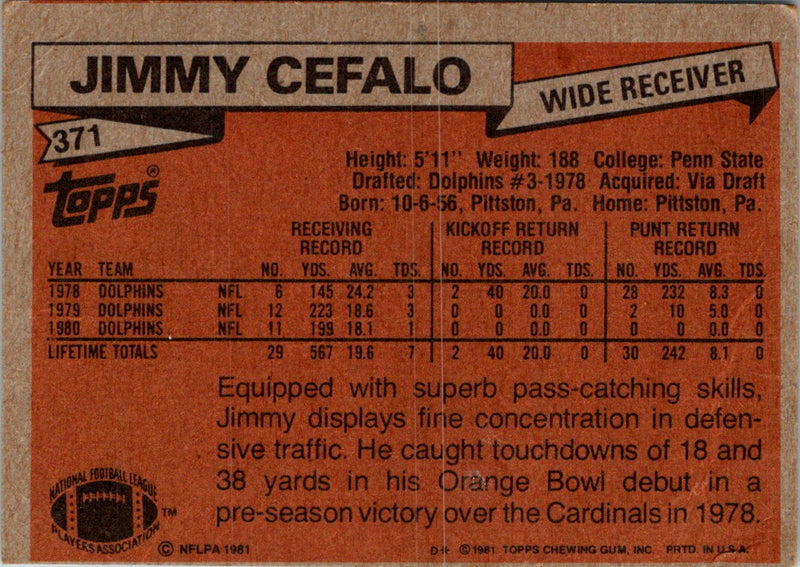 1981 Topps Jimmy Cefalo