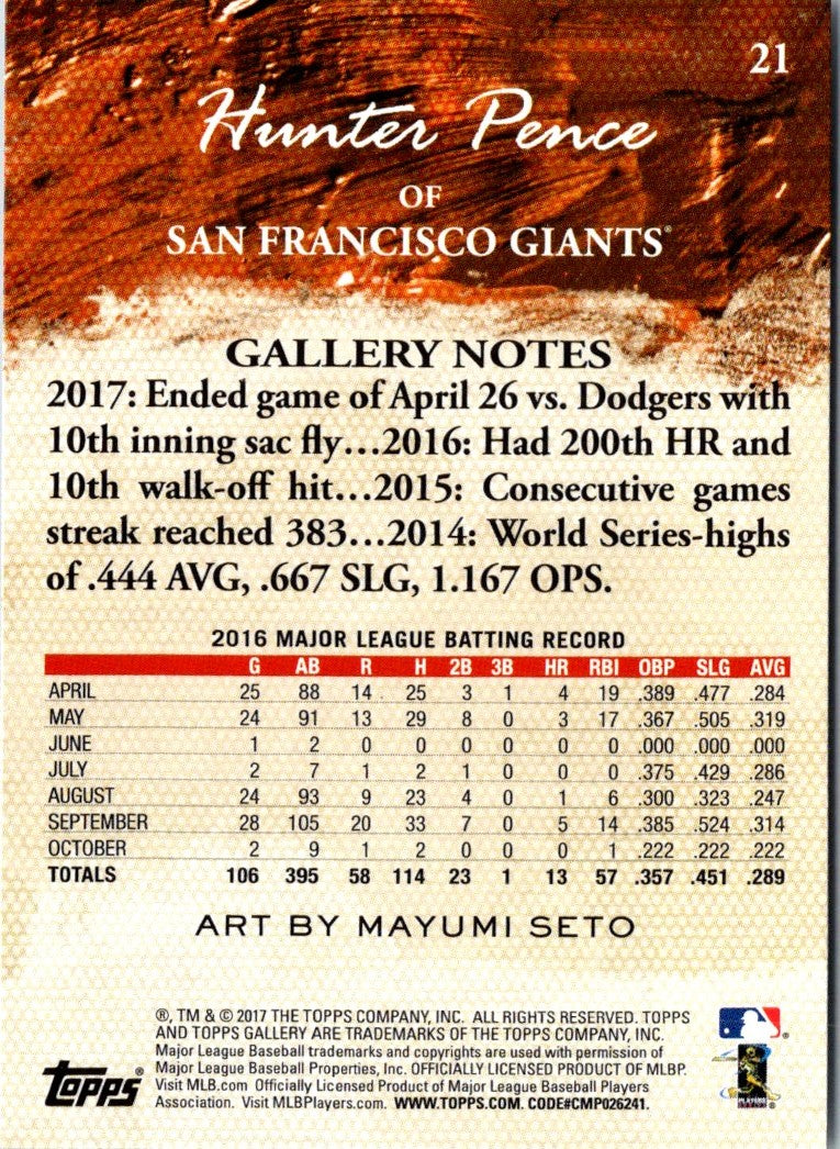 2017 Topps Gallery Hunter Pence