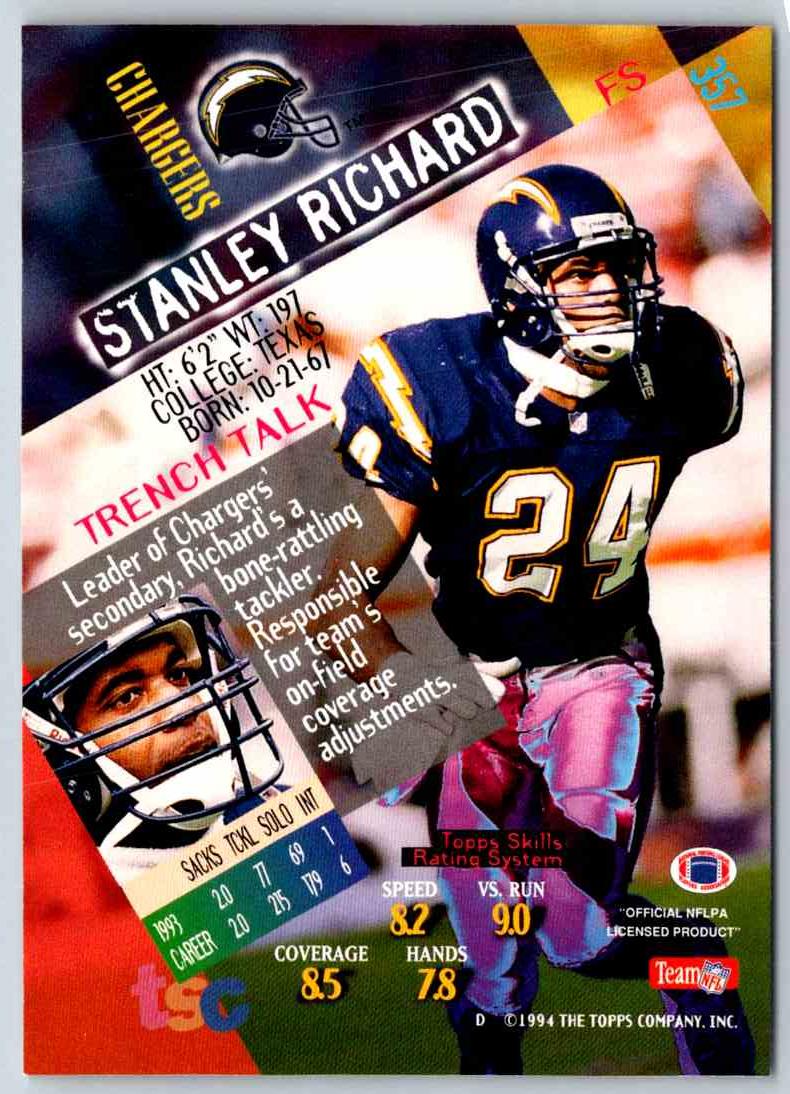 1994 Topps Stadium Club Football Stanley Richard