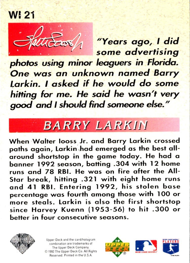 1992 Upper Deck Barry Larkin