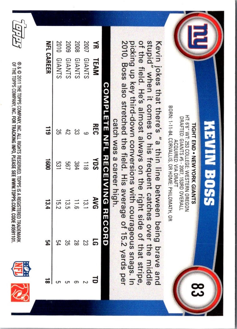 2011 Topps Kevin Boss