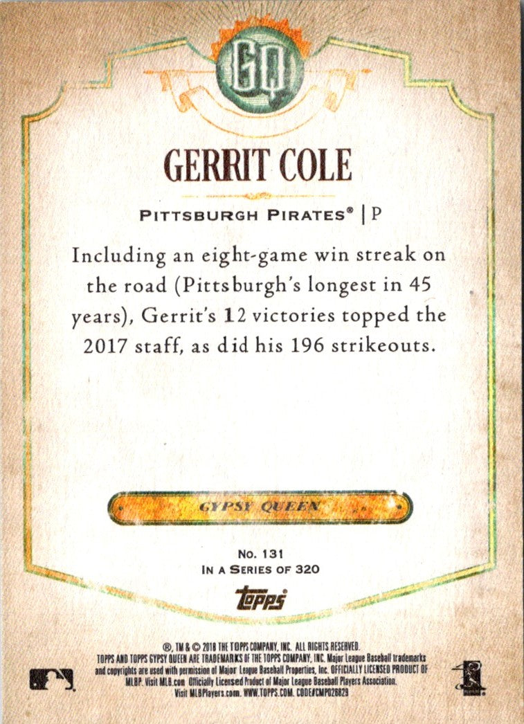 2018 Topps Gypsy Queen Gerrit Cole