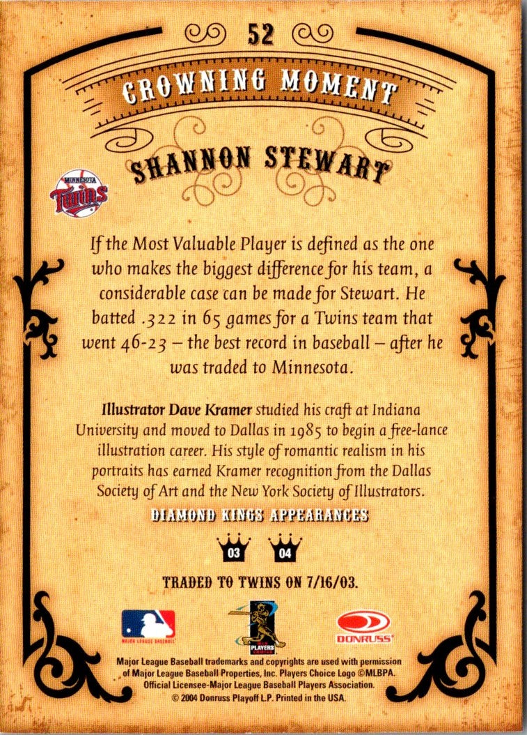 2004 Donruss Diamond Kings Shannon Stewart