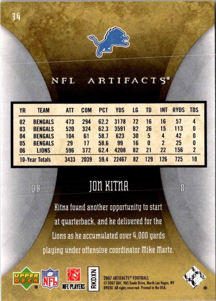 2007 Upper Deck Artifacts Jon Kitna