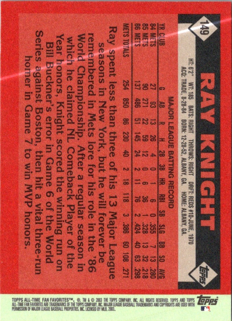 2003 Topps All-Time Fan Favorites Ray Knight