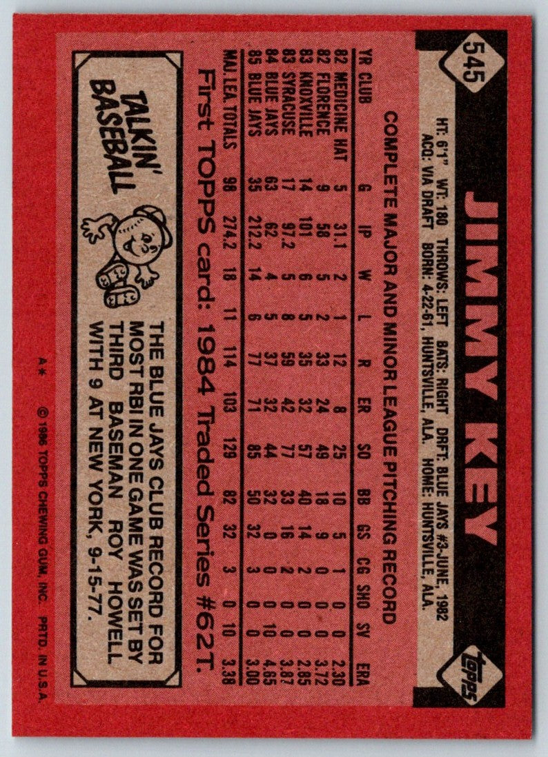 1986 Topps Jimmy Key