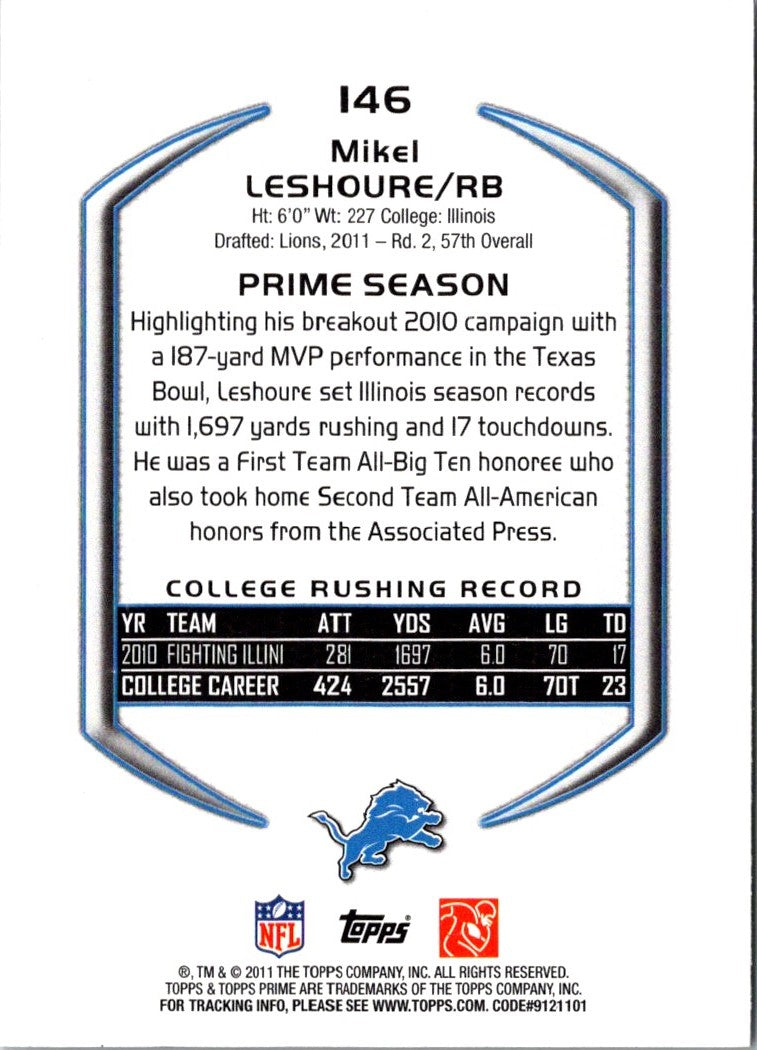 2011 Topps Prime Platinum Mikel Leshoure