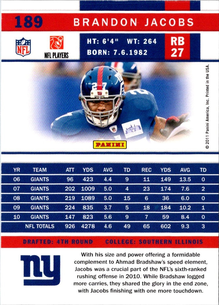 2011 Score Brandon Jacobs
