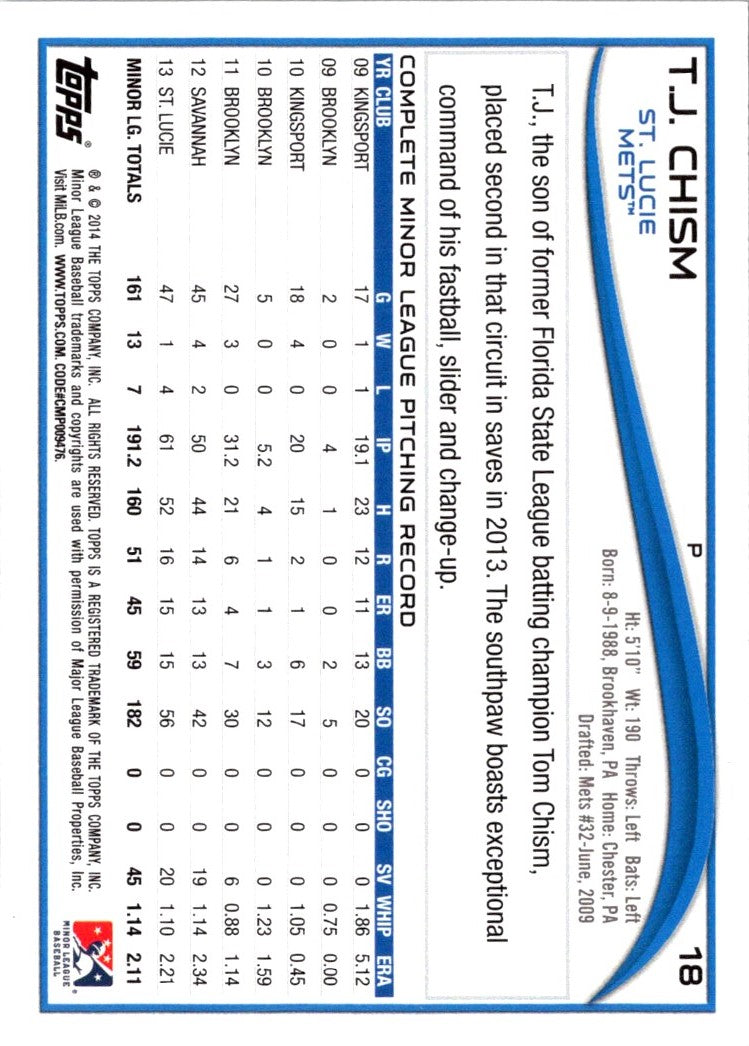 2014 Topps Pro Debut T.J. Chism