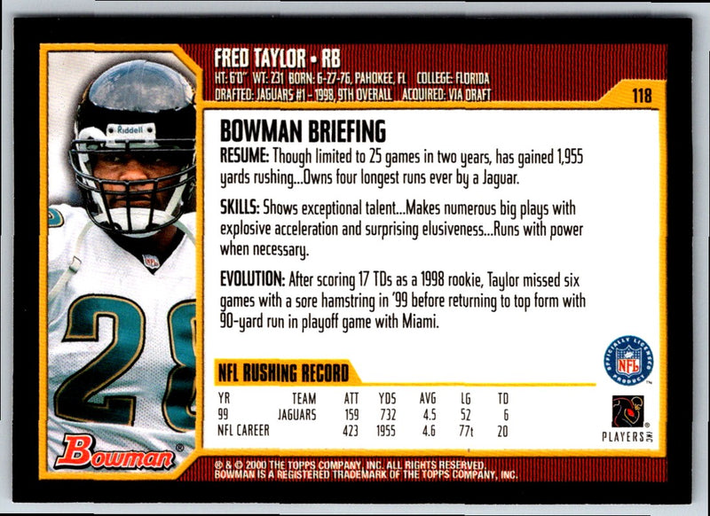 2000 Bowman Fred Taylor