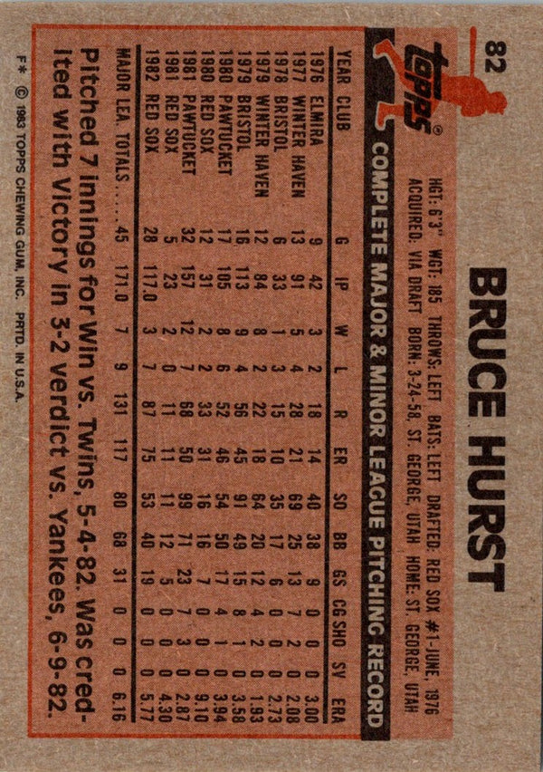 1983 Topps Bruce Hurst #82 EX