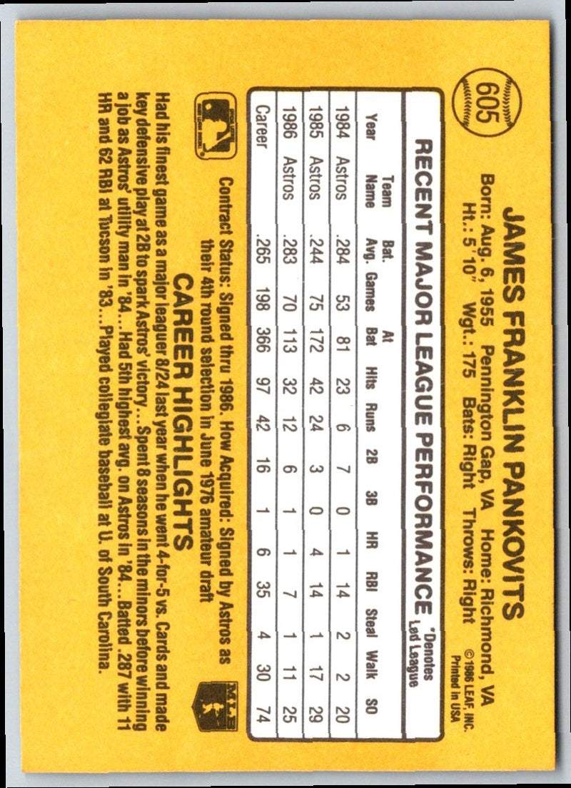 1986 Donruss James Franklin