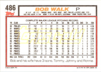 1992 Topps Bob Walk #486