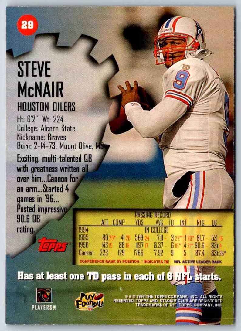 1997 Topps Stadium Club Football Steve McNair