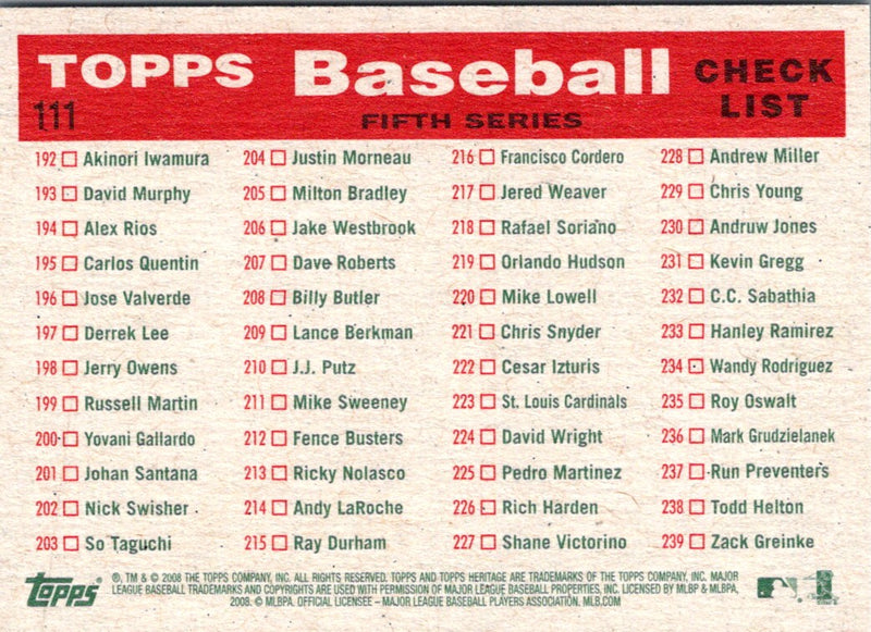 2008 Topps Heritage Cincinnati Reds