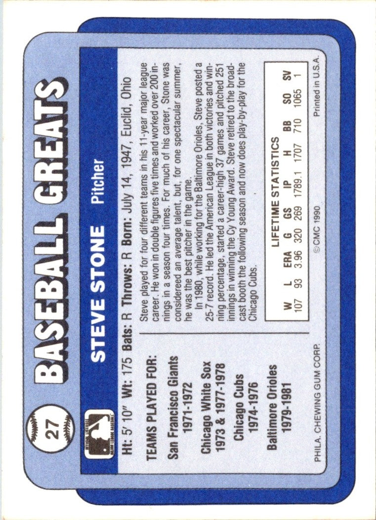 1990 Swell Baseball Greats Steve Stone