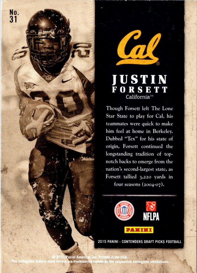 2015 Panini Contenders Draft Picks Old School Colors Justin Forsett