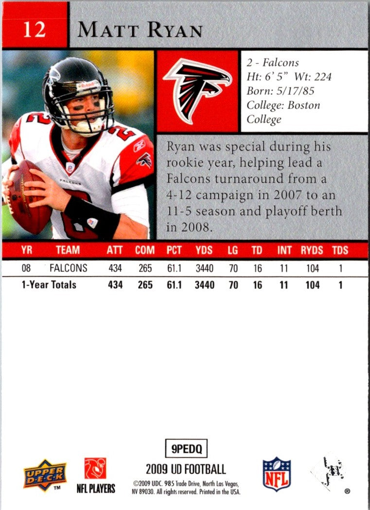 2009 Upper Deck Matt Ryan