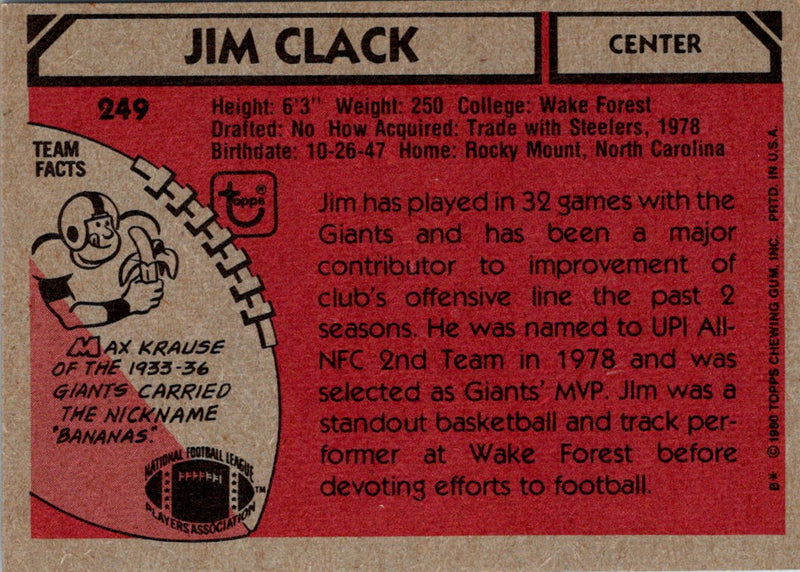 1980 Topps Jim Clack