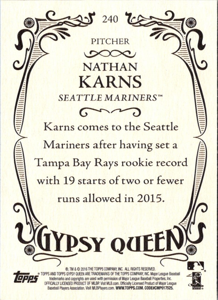 2016 Topps Gypsy Queen Nathan Karns