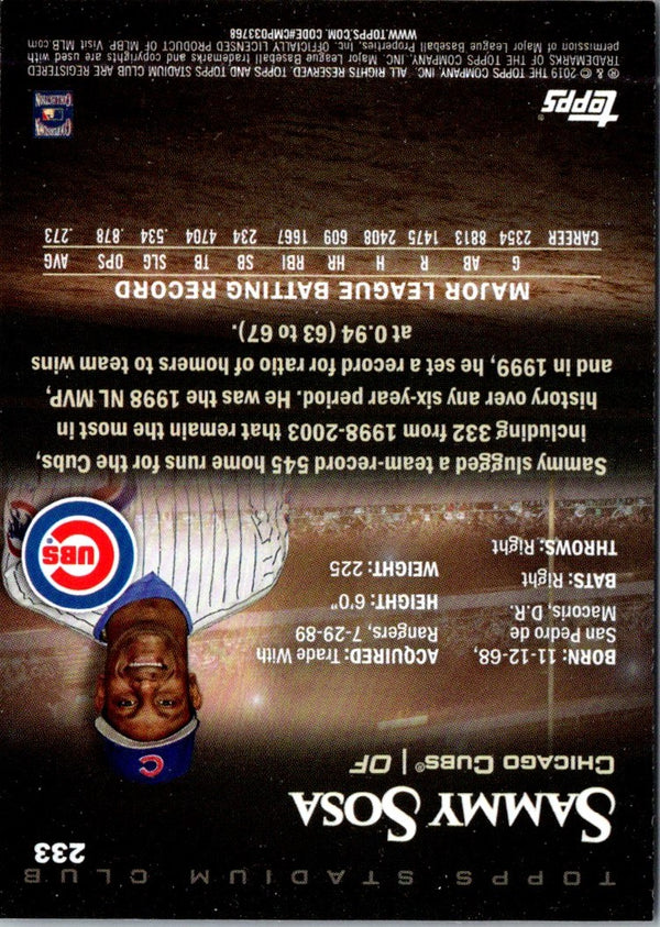 2019 Stadium Club Sammy Sosa #233