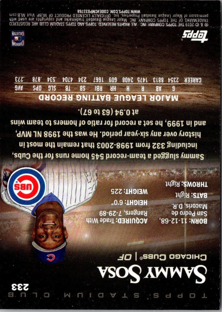 2019 Stadium Club Sammy Sosa