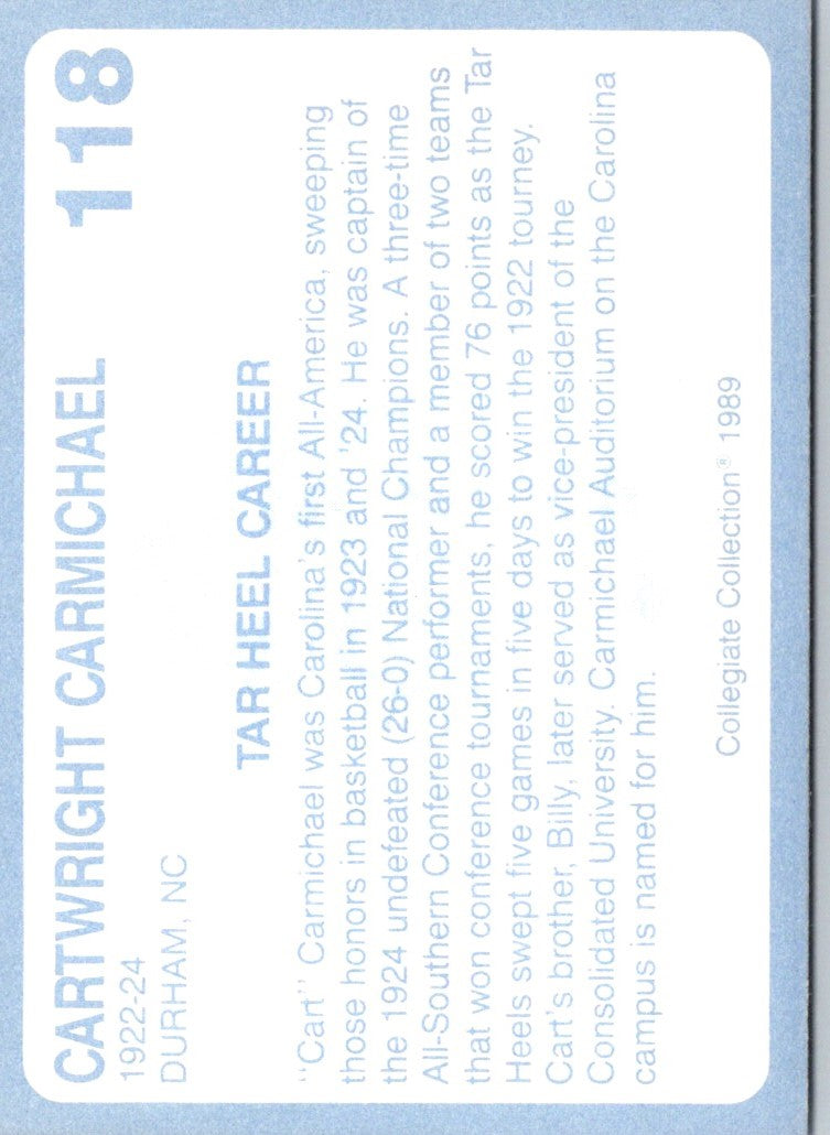 1989 Collegiate Collection North Carolina's Finest Cartwright Carmichael