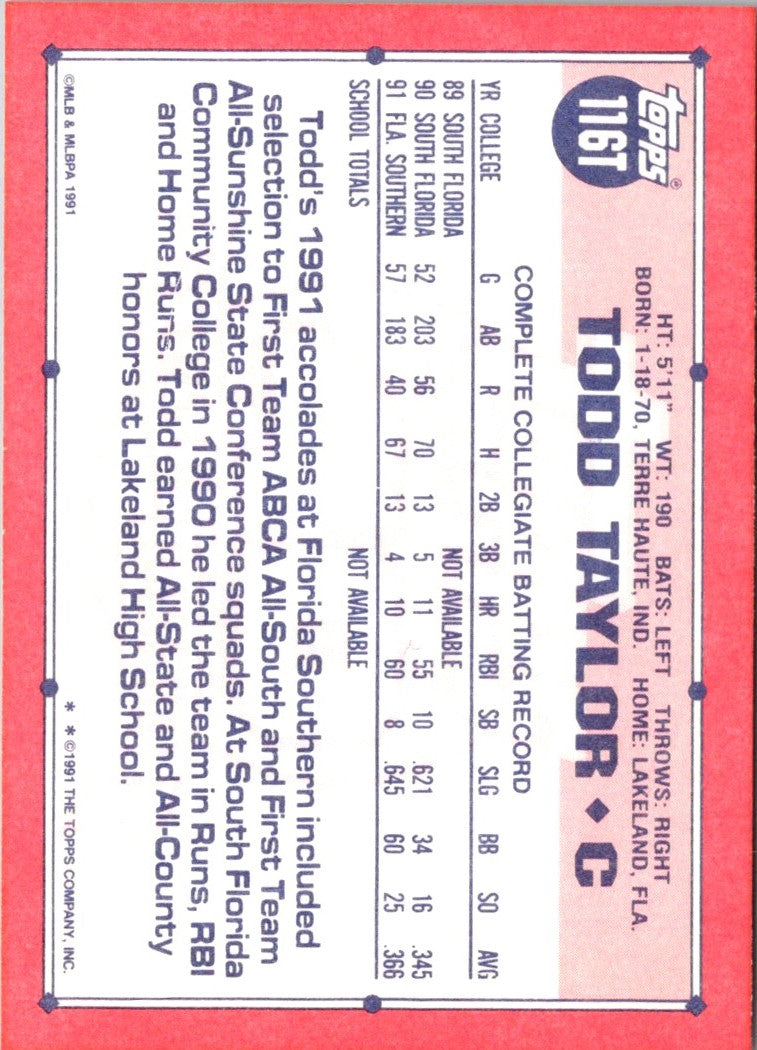 1991 Topps Traded Todd Taylor