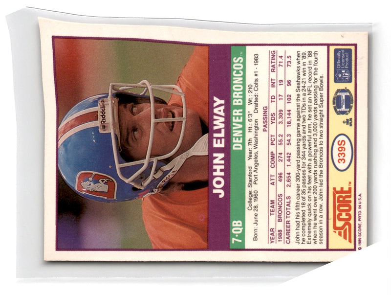 1989 Score Supplemental John Elway