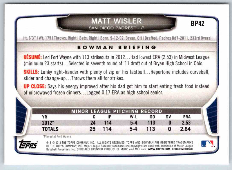 2013 Bowman Matt Wisler