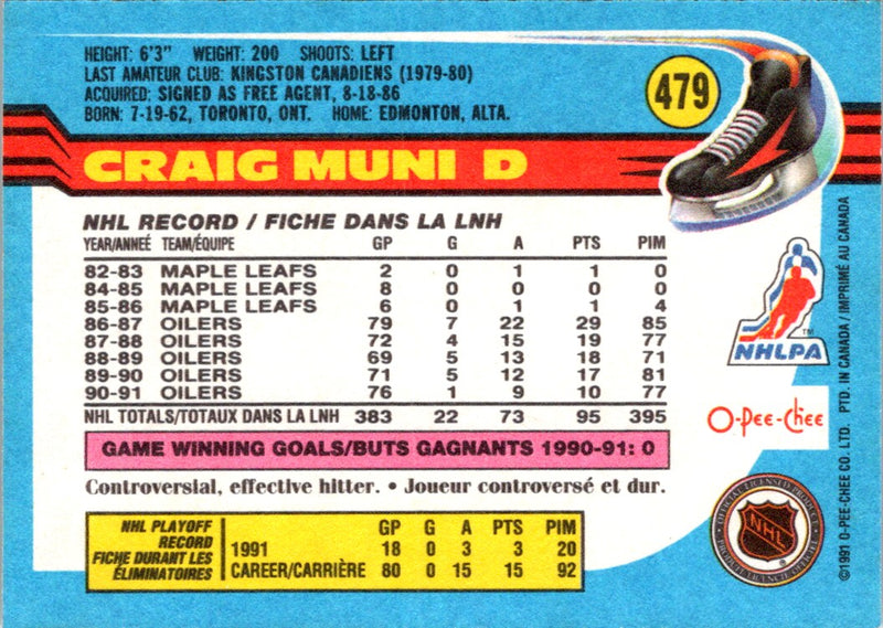 1991 O-Pee-Chee Craig Muni