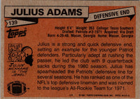 1981 Topps Julius Adams #139 EX