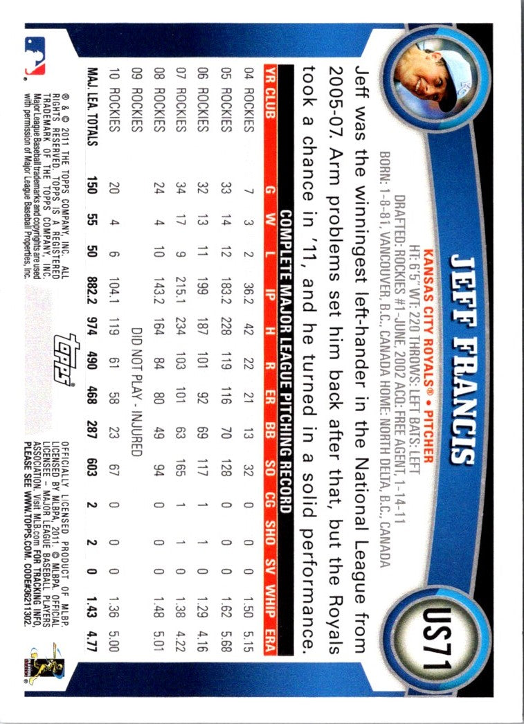 2011 Topps Update Jeff Francis
