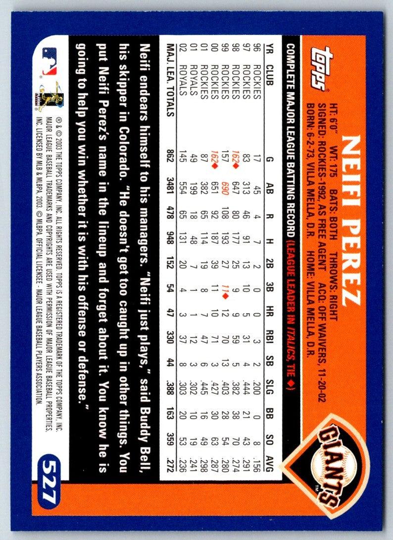 2003 Topps Neifi Perez