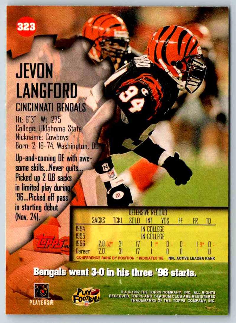 1997 Topps Stadium Club Football Jevon Langford